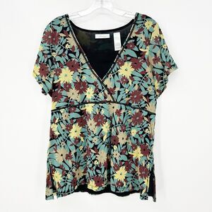 JH Collectibles Women Blouse 1X Floral Empire Waist Fairycore Whimsical Romantic